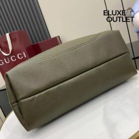 Maxi Schultertasche Aus Dunkelgrünem Leder 46cm