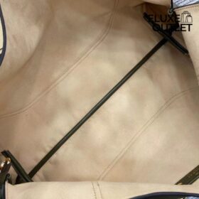 Maxi Schultertasche Aus Dunkelgrünem Leder 46cm