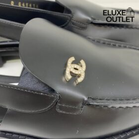 Slingback Flache Schwarz Loafer