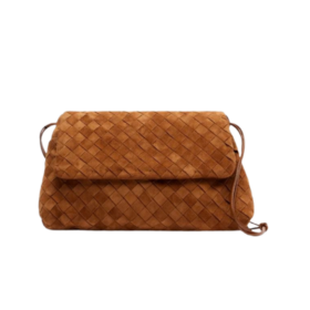Giorno Intrecciato Wildleder-Schultertasche 33 cm