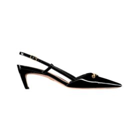 Slingbacks Lackschwarz 5 cm