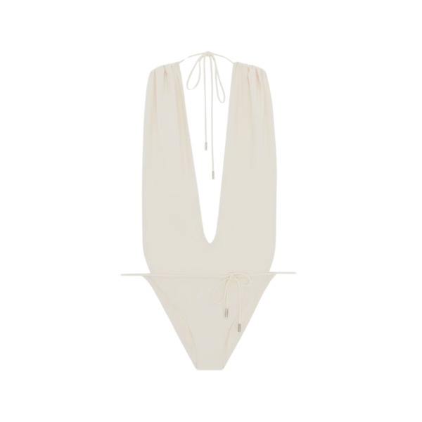 Backless V-Halter Cremeweiß