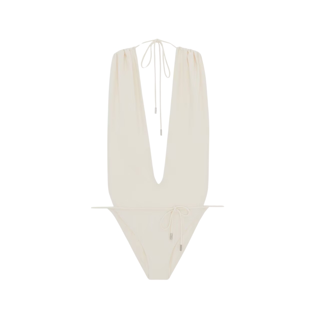 Backless V-Halter Cremeweiß