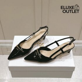 Slingbacks Lackschwarz 5 cm