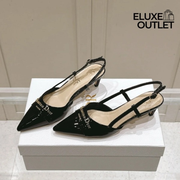 Slingbacks Lackschwarz 5 cm