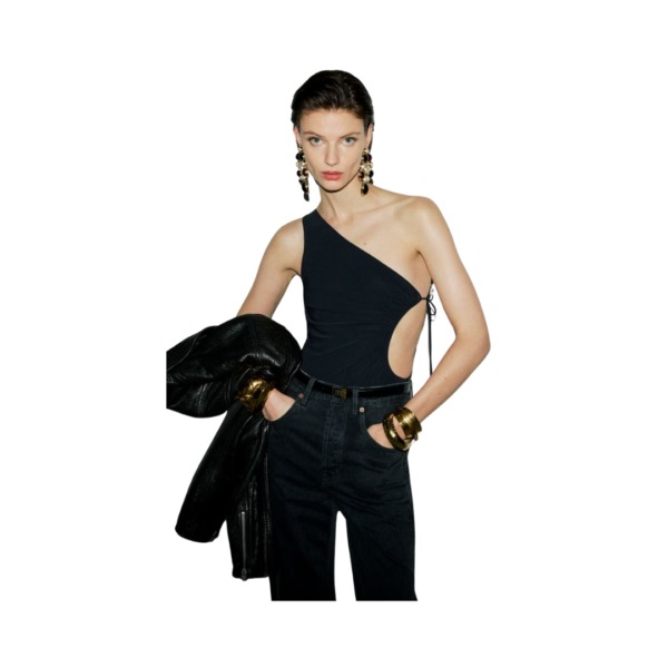 One-Shoulder Schwarz