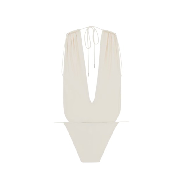 Backless V-Halter Cremeweiß