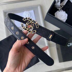 Belt Schwarz/Goldfarben 3cm