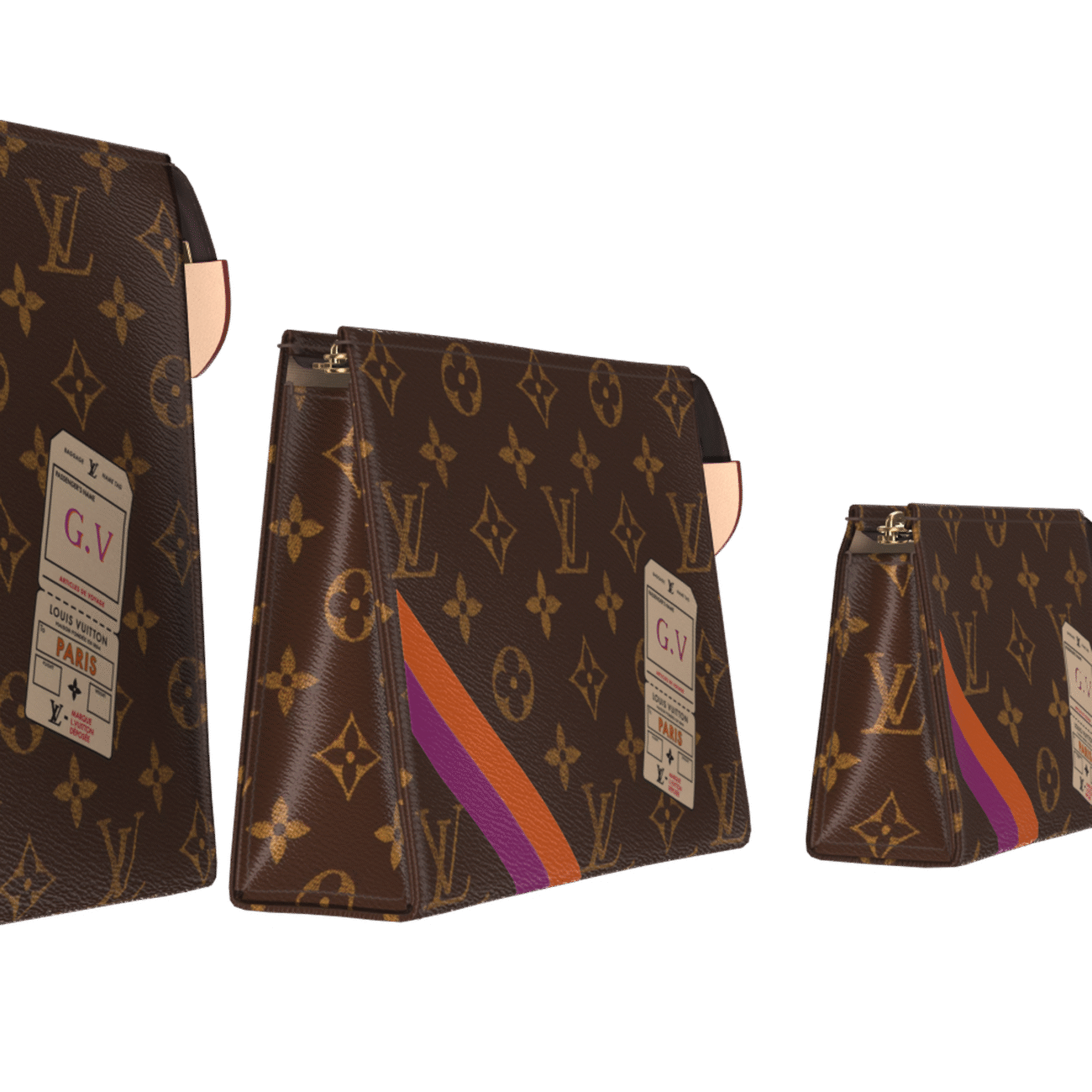 Trio Toilet Pouch Mon Monogram Fuchsia/Piment 25.5 cm - Afbeelding 3