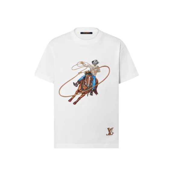 Grafik-Stickerei T-Shirt weiß