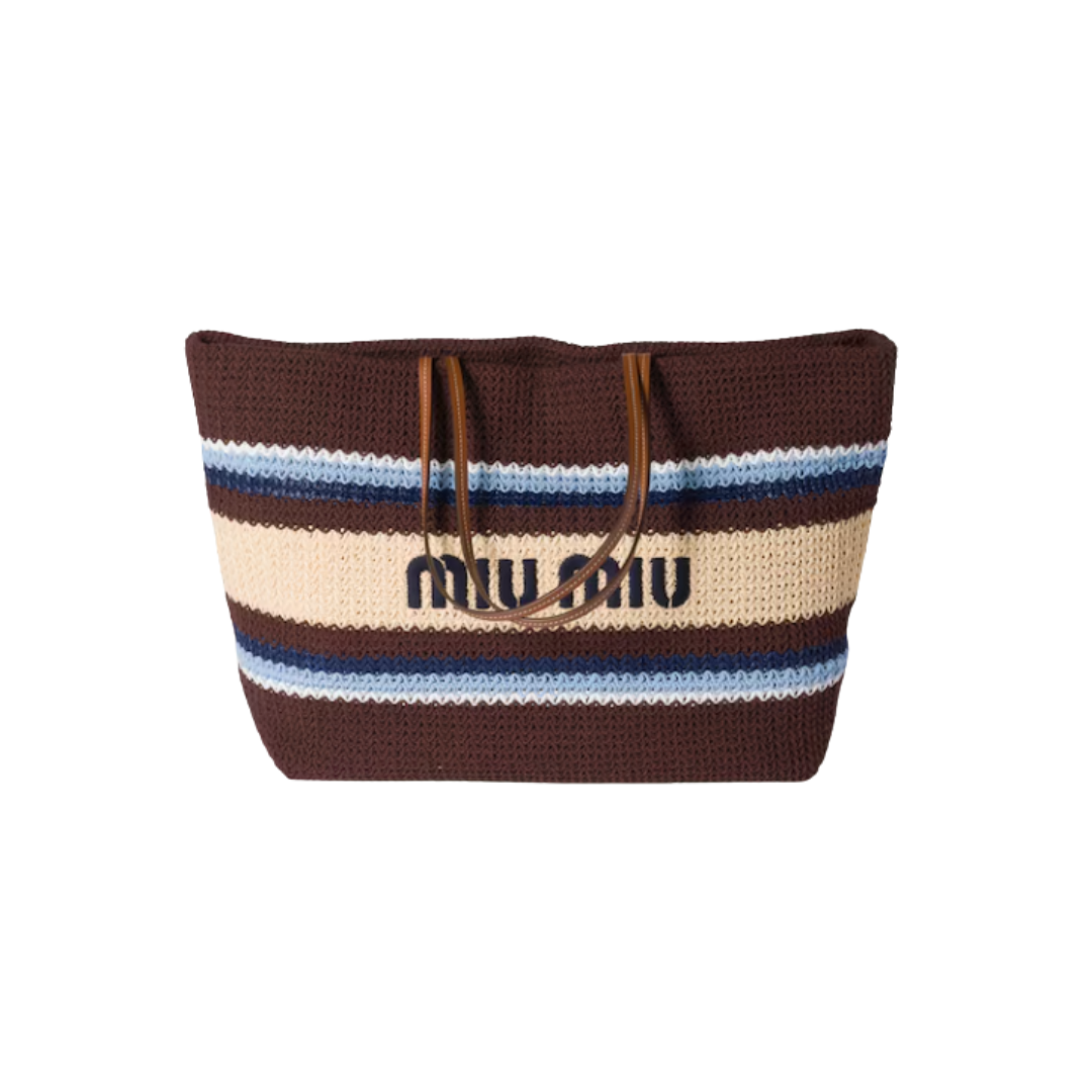 Raffia Tote Kakaobraun 34cm