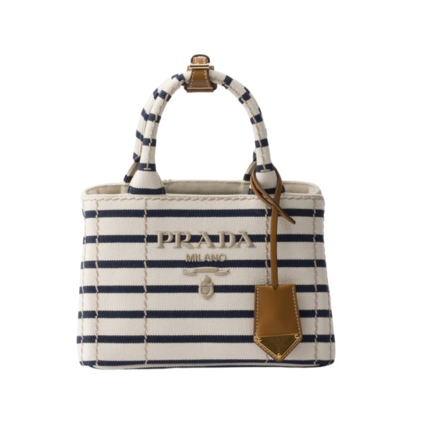 Striped Cotton Canvas Elfenbein/Blau 15 cm
