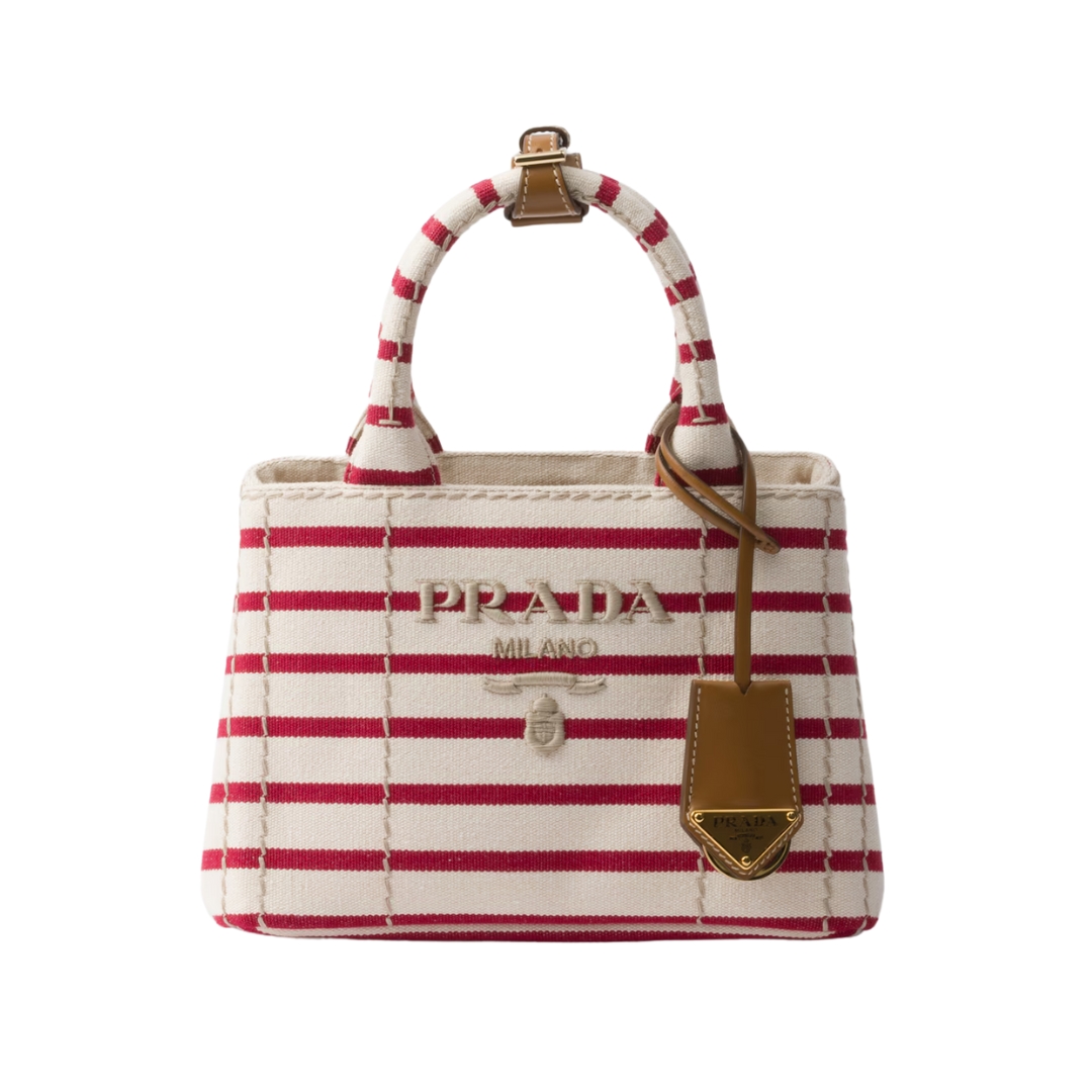 Striped Cotton Canvas Gelb/Rot 15 cm