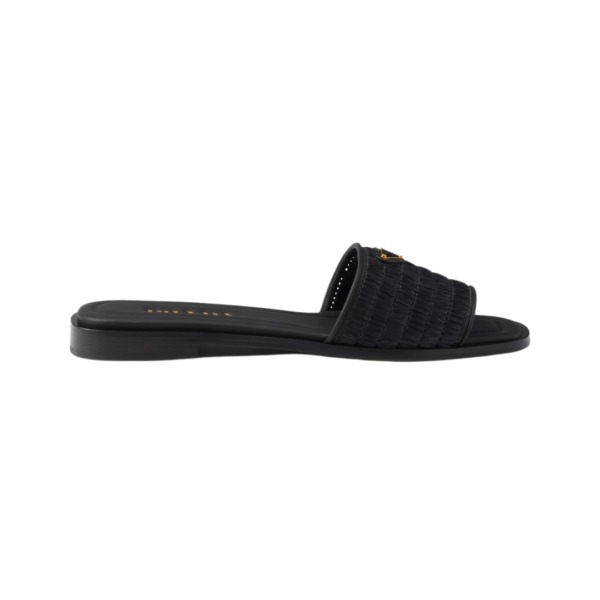 Leather Slides Schwarz