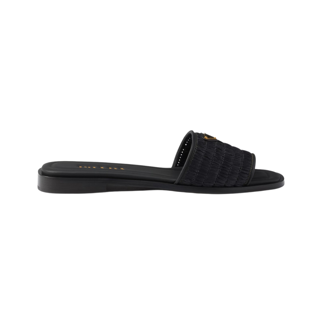 Leather Slides Schwarz