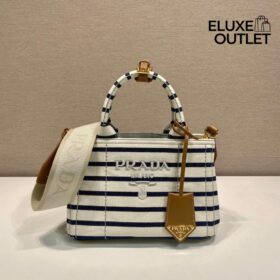 Striped Cotton Canvas Elfenbein/Blau 15 cm