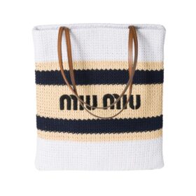 Raffia Tote Hellbraun/Weiß 41 cm