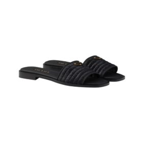 Leather Slides Schwarz