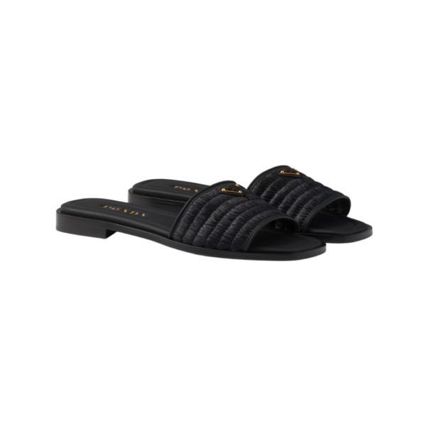 Leather Slides Schwarz
