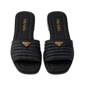 Leather Slides Schwarz