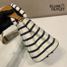 Striped Cotton Canvas Elfenbein/Blau 15 cm