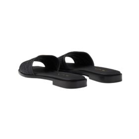 Leather Slides Schwarz