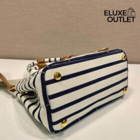 Striped Cotton Canvas Elfenbein/Blau 15 cm