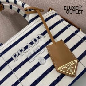 Striped Cotton Canvas Elfenbein/Blau 15 cm