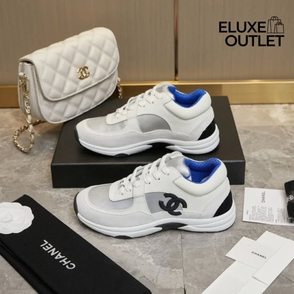 Sneakers Weiß/Silber/Neonblau