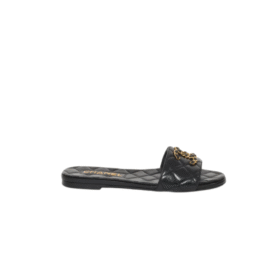 Gestepptes Leder & Kette Schwarz