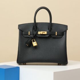 Birkin 25 Schwarz/Gold Epsom