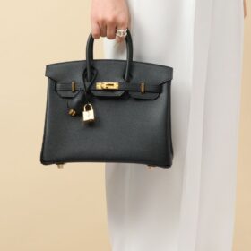 Birkin 25 Schwarz/Gold Epsom
