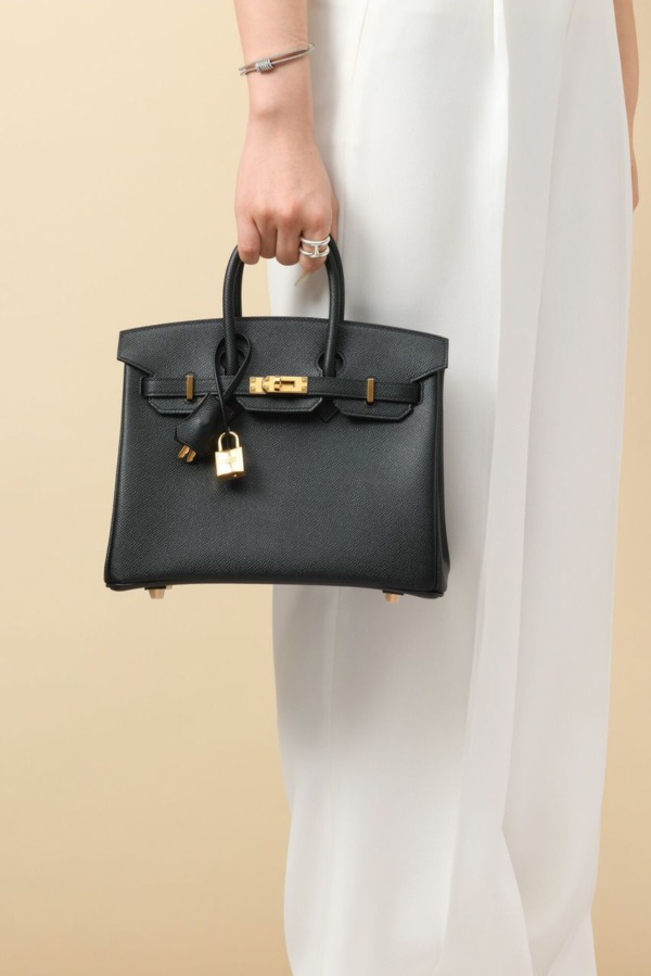 Birkin 25 Schwarz/Gold Epsom