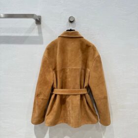 Wildlederjacke mit Gürtel in Kamelbraun