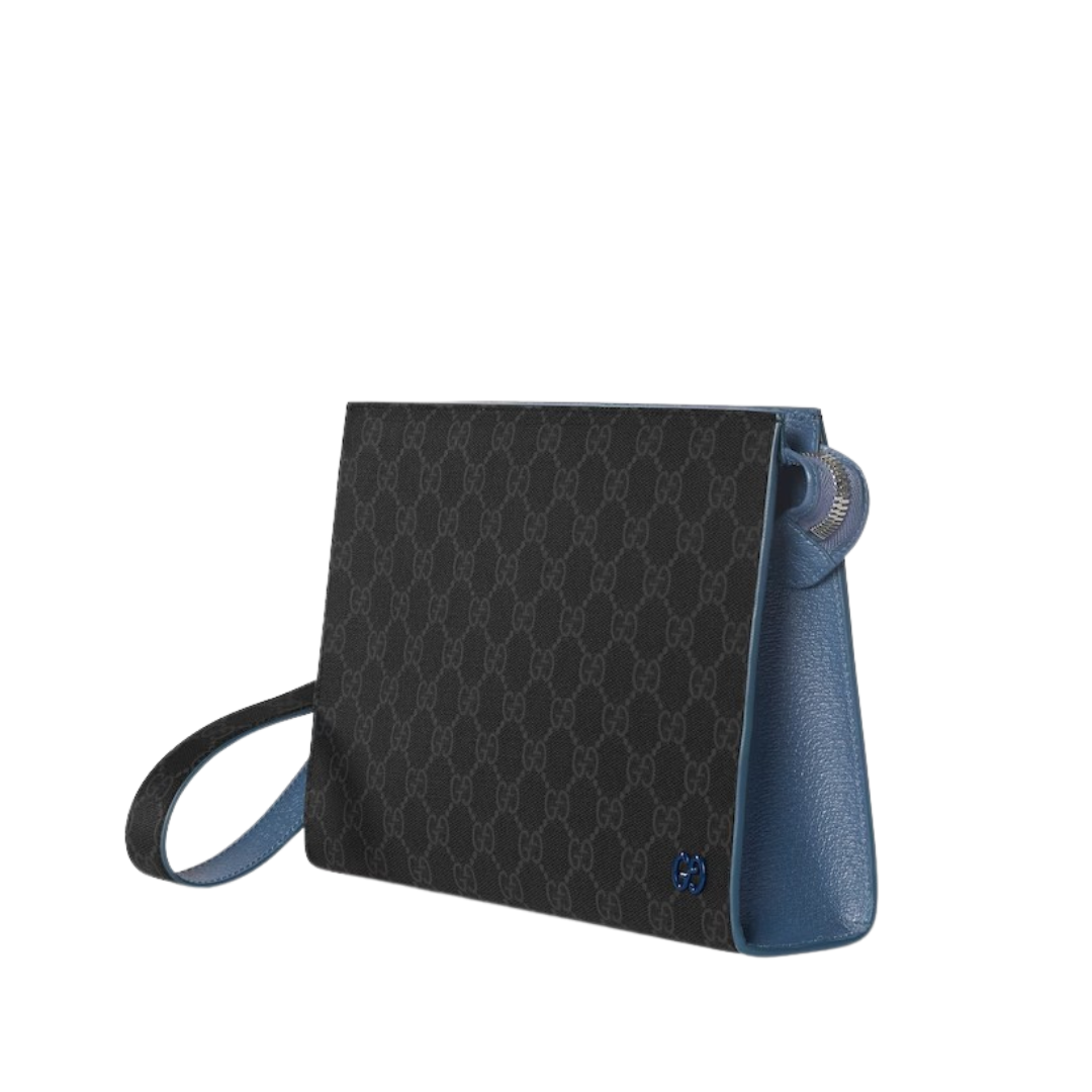 Zweifarbiger kleiner Beutel Blau 26 cm