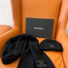 Schal und Hut Set Schwarz