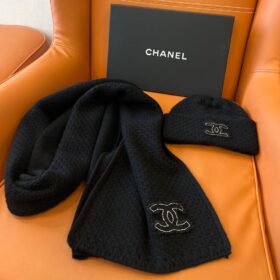 Schal und Hut Set Schwarz