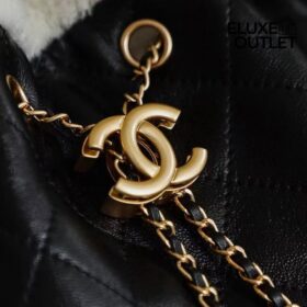 25 Lammfell Schwarz & Weiß/Gold 30 cm