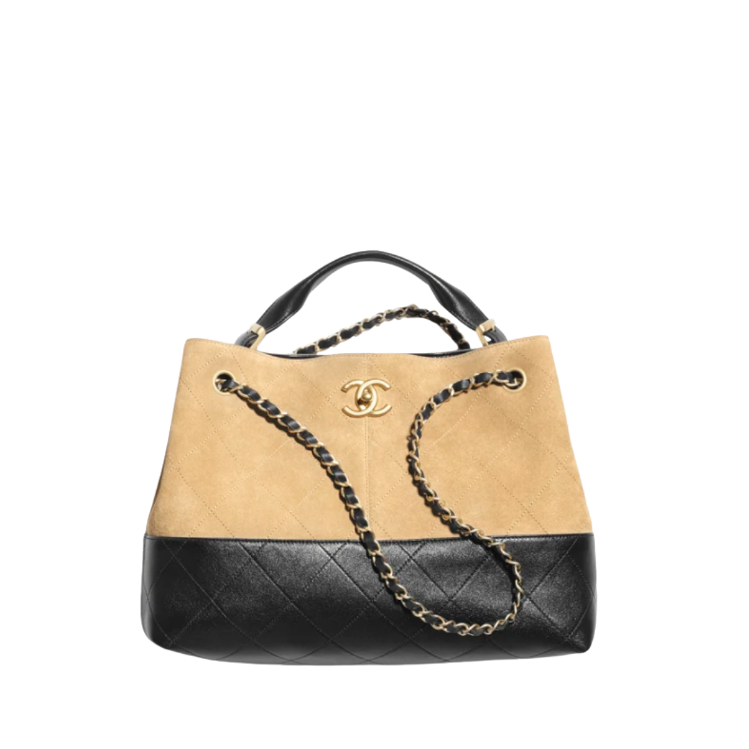 Small Tote Beige/Schwarz 36 cm