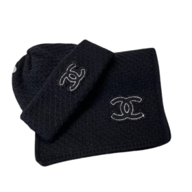 Schal und Hut Set Schwarz