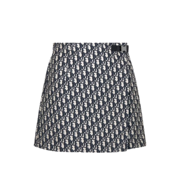 Skort mit schrägem Motiv Blau/Ecru