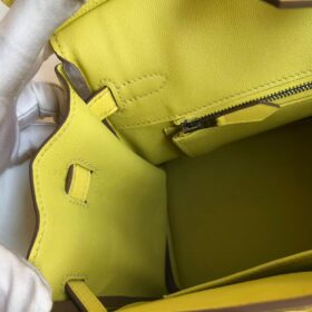Birkin Lime Swift Palladium Gelb/Silber 25 cm