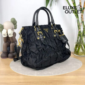 Tessuto Nylon Gaufre Henkeltasche Schwarze 34cm
