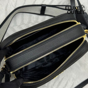 kleine Lederumhängetasche schwarz 22cm
