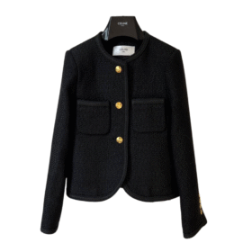 Tweed aus Wollmischung Schwarz