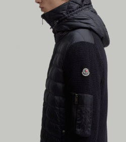 Gestrickte Daunenjacke Schwarz