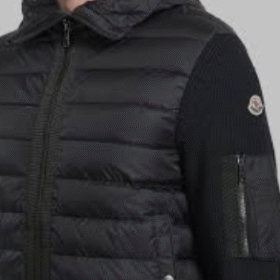 Gestrickte Daunenjacke Schwarz
