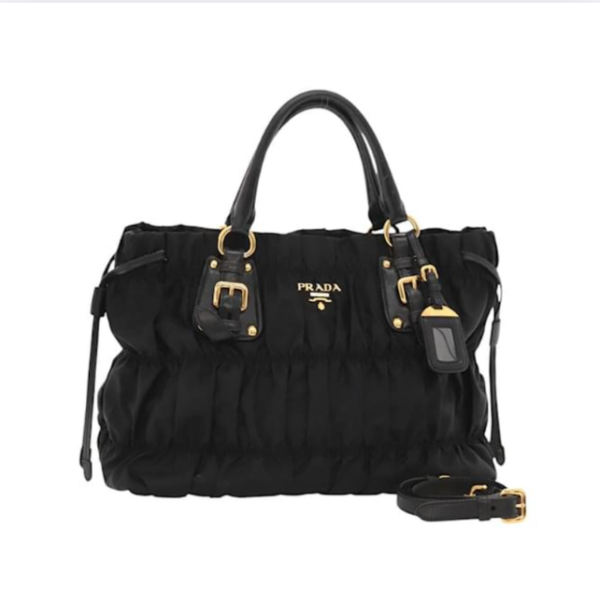 Tessuto Nylon Gaufre Henkeltasche Schwarze 34cm