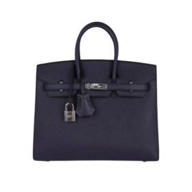 Birkin Togo 25 dunkelblaue/silberne