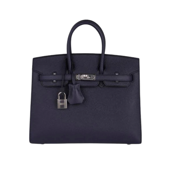 Birkin Togo 25 dunkelblaue/silberne